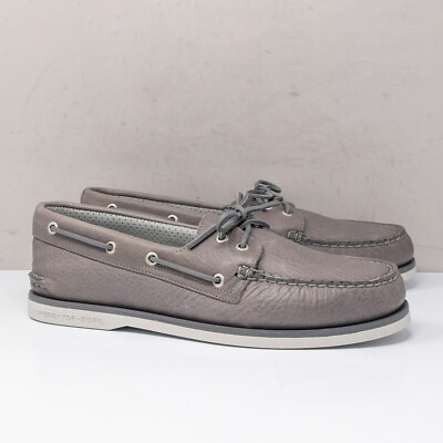 Sperry Gold Cup A/O 2-Eye, Men's 12 M, Tumbled Grey Leather Boat Shoes