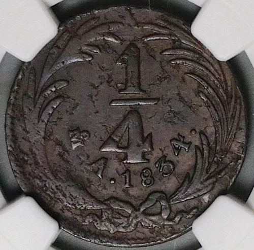 1834-Mo NGC XF 40 1/4 Real Mexico State Quart Quartilla Reales Coin (25022302C)