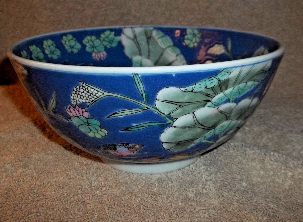 Chinese Decorative Bowl Porcelain Asian Decor Blue Green White