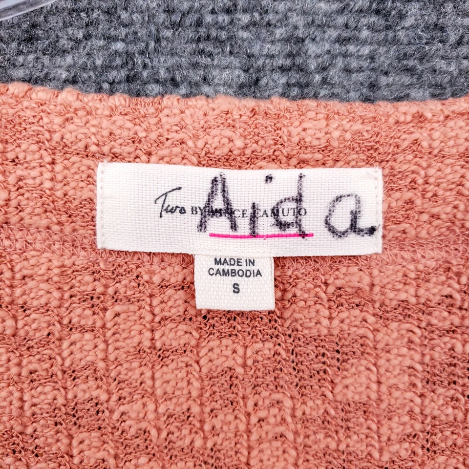 Suéter Two by Vince Camuto Mujer S Pequeño Naranja Cárdigan Cuello en V Tejido Texturizado Foto 3 de 4