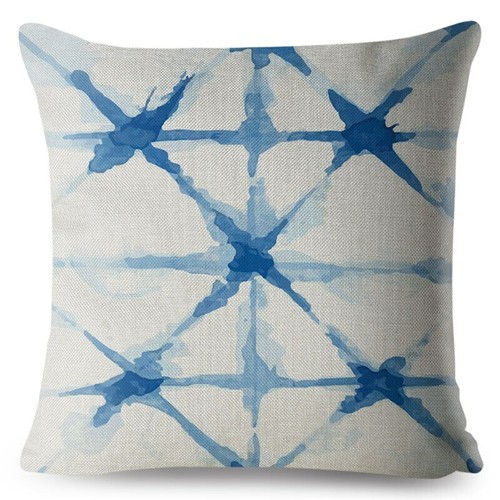 Blue Watercolor Geometry Stripe Dot Print Throw Pillow Cushion Cover Pillow Case - Picture 34 of 37