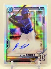 2021 Bowman Draft Chrome 1st Ryan Spikes Refractor Auto 196/499 Rays ROOKIE RC