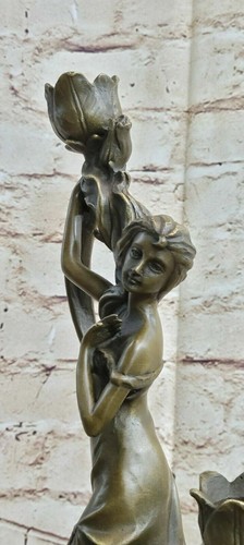 Art Nouveau Sexy Nymph Candleholder Bronze Museum Quality Artwork Figurine Deal - 第 7/7 張圖片