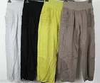 NEW LADIES ITALIAN LAGENLOOK 2 POCKET BOHO LINEN HAREM BAGGY PLAIN TROUSERS