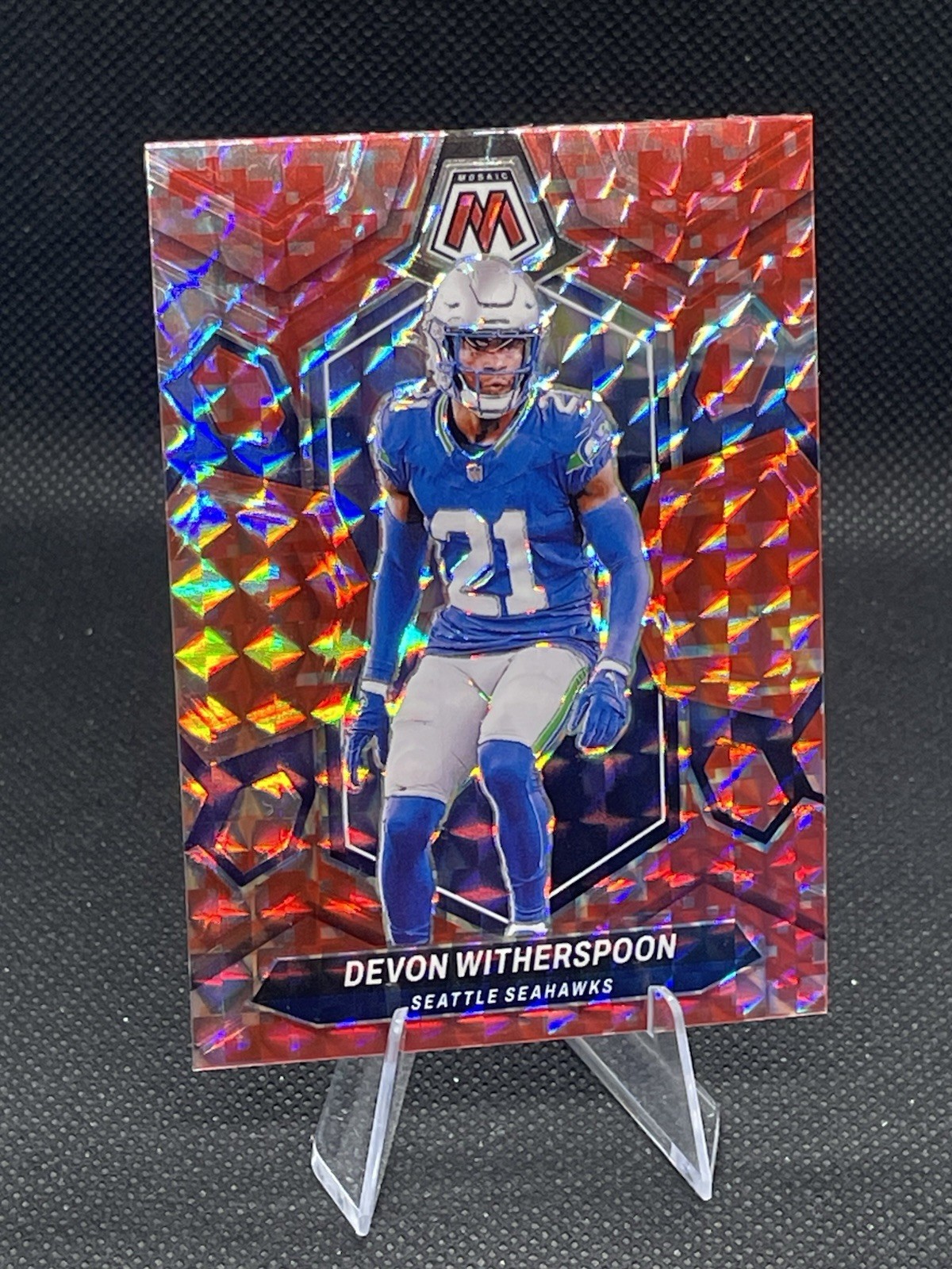 2024 Panini Mosaic - Red Mosaic Prizm #202 Devon Witherspoon