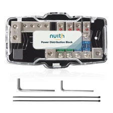 NuIth Car Audio Power Distribution Block 0/4 Gauge Input 4/8 Gauge Output, 4 ...