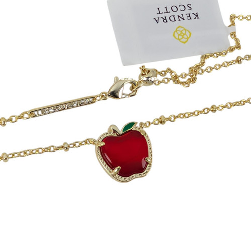 New 100% Authentic KENDRA SCOTT Gold Reversible Red Apple Pendant necklace
