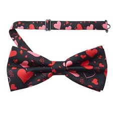 e Men's Heart Bow tie Red Adjustable Suitable for Festivals, Weddings, 02-black