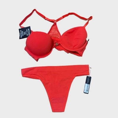 Beme New York Lingerie Bra Set RED Size 32 B Panty XS