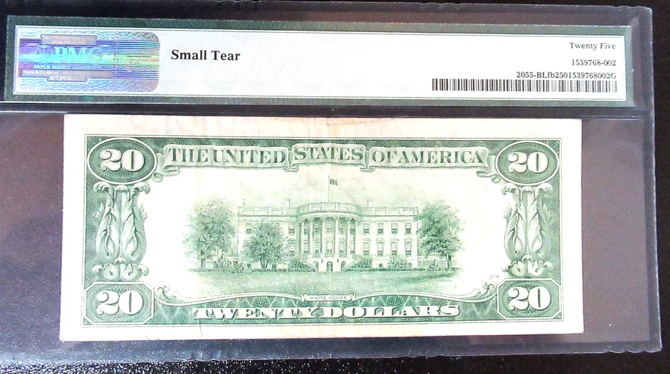 1934-A $20  $1 FWDERAL RESERVRE NOTE B07224077B 204 PLATE PMG 25 - Image 4 of 4