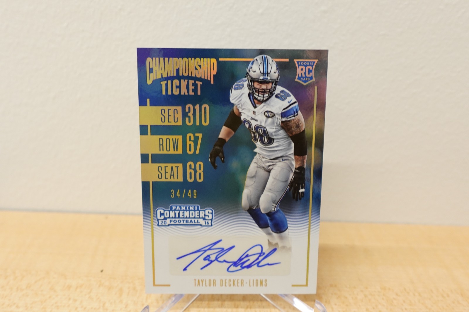 Taylor Decker Panini Contenders #192 Autograph-Championship Ticket