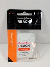 New Reach Floss Unflavored Unwaxed Johnson  Johnson Sealed 55 Yard Discontinued