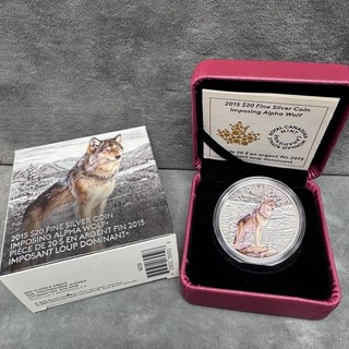 Canada RCM 2015 $20 1oz Imposing Alpha Wolf Pure .9999 Proof Silver Coin