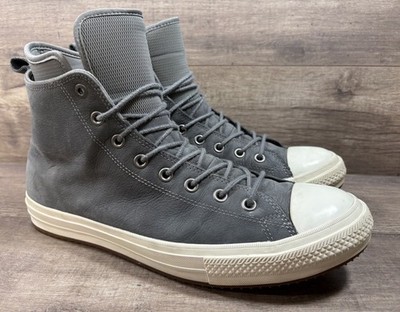 Converse Chuck Taylor All Star Gray Leather Sneakers Boots Hi Mens Size 12