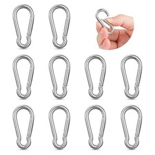 10PCS Stainless Steel Carabiners 1.57 Inch Small Snap Hooks Heavy Duty Keychain