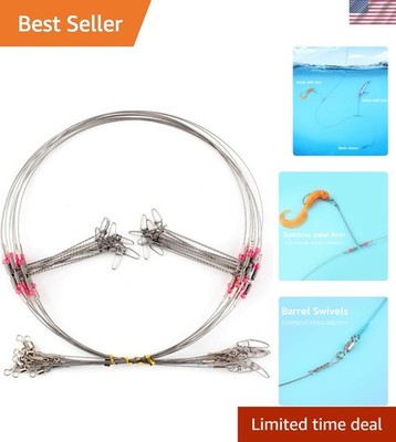 Easy Use Fishing Leaders: 10 Stainless Steel Bottom Rigs with Red Beads Included