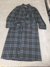 Pendleton Virgin Wool Robe Mens Medium Green Blue Plaid Long Sleeve Belt Pockets