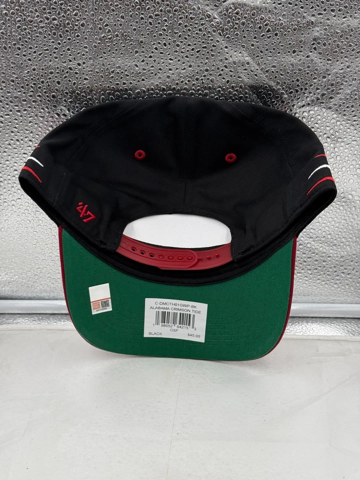 Alabama Crimson Tide NCAA '47 Marca Negro Diamante Enganche Snapback Sombrero Ajustable Foto 3 de 4