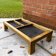 Wooden Ground Bird Feeder Table Large 3 Section Micro Mesh Base Feed Tray