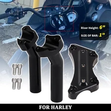 Black 6" Pullback Handlebar Risers 1" Top Clamp For Harley Dyna Street Bob FXDB