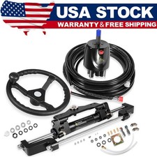 200 HP Outboard Hydraulic Steering Kit Boat Marine System Pump 26 ft Hose Wheel
