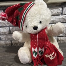 Vintage Christmas Bear Plush Santa Is Back