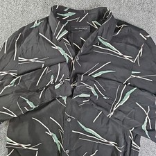 All Saints Men  s Black Moreland Long Sleeve Button Shirt Small