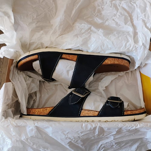 L.L. Bean Eco bequeme Damen-Sandale Größe 8 M zwei Riemen klassisch marineblau - Bild 7 von 12