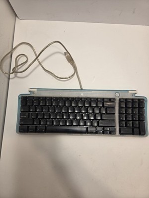 Apple M2452 USB Wired Keyboard Bondi Blue Translucent 2-Port WORKING 