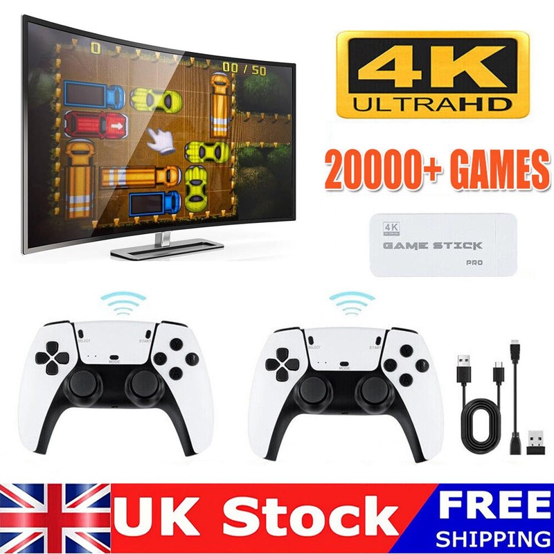 64GB Retro 20000+ Games Console HDMI TV Video Game Stick w/2 Wireless Controller