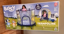 NIB Bluey 4' Kids Trampoline w/ Soft Play Balls with Padded Cover Bungee System