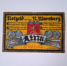 Notgeld Stadt Marsberg 1 Mark Diemelthor Feb 1920 Schein-Nr. 002966 beidseitig