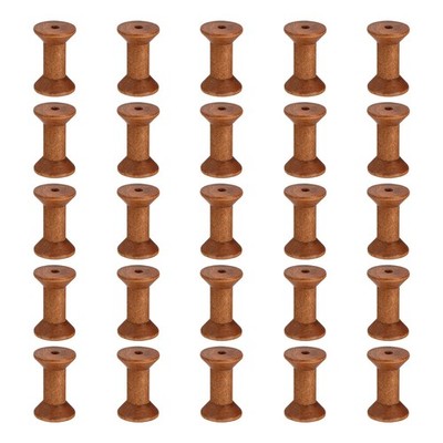 26 Pcs 1.2''x2'' Small Empty Thread Spools, Camel Color, for DIY Sewing Crafts