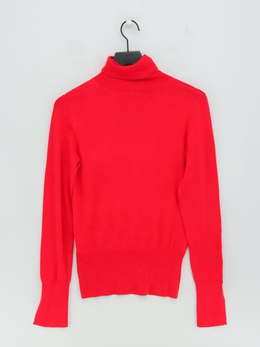 Guess Women's Jumper UK 8 Red Viscose with Polyamide, Spandex High Neck Pullover - Picture 2 of 5