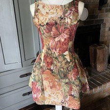 Romantic Tapestry Coquette Corset Mini Dress NWT Floral Jacquard Fit & Flare Sm