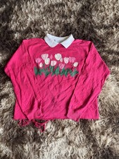 Vintage Morning Sun Tulips Sweatshirt Womens Medium Pink Floral USA 90s Hanes