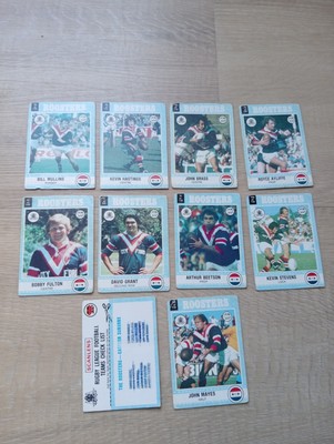 1977 EASTERN SUBURBS ROOSTERS SCANLENS RUGBY LEAGUE CARDS Near Set + Checklist 