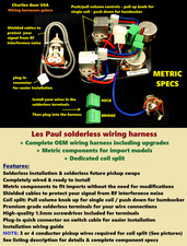Les Paul Metric OEM Solderless Wiring Harness Upgrades Coil Split for Imports