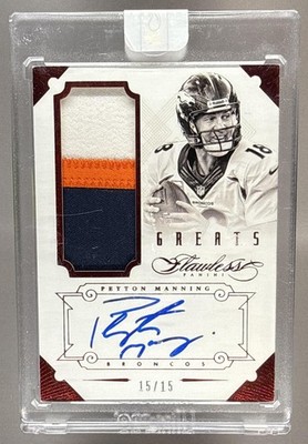 2014 PANINI FLAWLESS PEYTON MANNING #7 GREATS PATCHES AUTO RUBY /15 BRONCOS