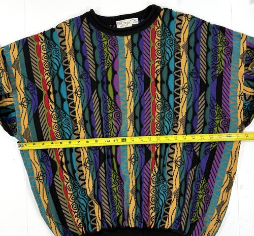 Vintage St Croix 3D Knit Sweater Mens Sz XL Biggie Coogi Cosby Style Multicolor - Picture 7 of 8
