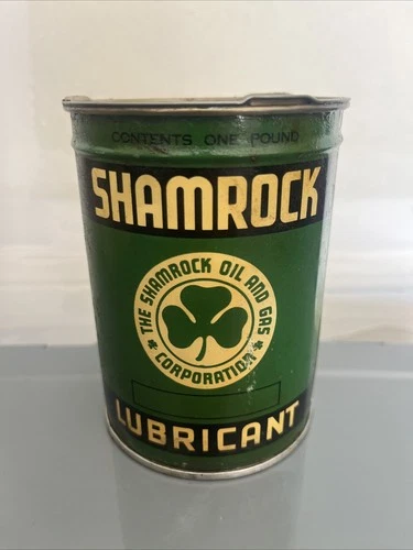 Vintage SHAMROCK LUBRICANT Grease Oil One Pound Can Metal Garage Gas Station