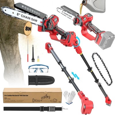Electric Pole Saw 8 Inch 16FT Reach Brushless Tree Trimmer Milwaukee 18V 2-in-1