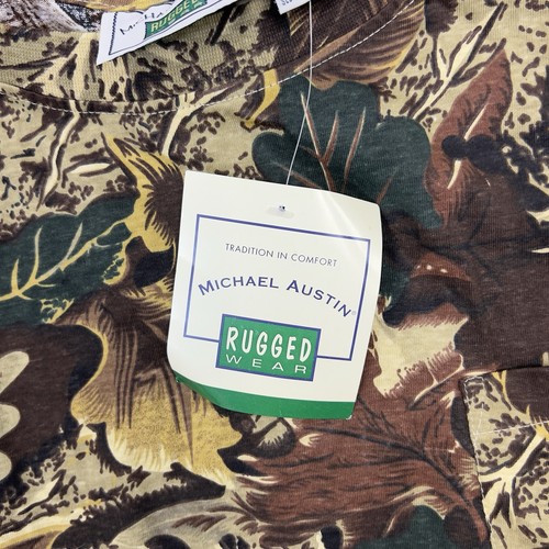 VINTAGE Michael Austin Shirt Mens 2XL Beige Camo Long Sleeve Rugged Wear Hunting - Picture 7 of 19