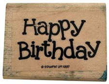 Stampin Up Rubber Stamp Happy Birthday Card Making Words Sentiment Wood Mounted