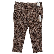 Terra  Sky Women Straight Stretch Brown Black Leopard Denim Jeans Plus 18WP NWT