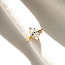 3.00Ct Lab Created Moissanite Marquise Cut Engagement 14k Solid Yellow Gold Ring