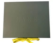 LAKE Pajama Box EMPTY Dark Green Softest Coziest PJ's Magnetic Closue w Ribbon