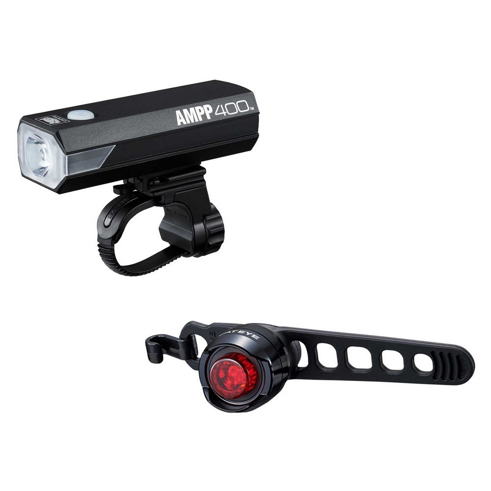 Cateye Ampp 400 & ORB Front & Rear Bike Light Set