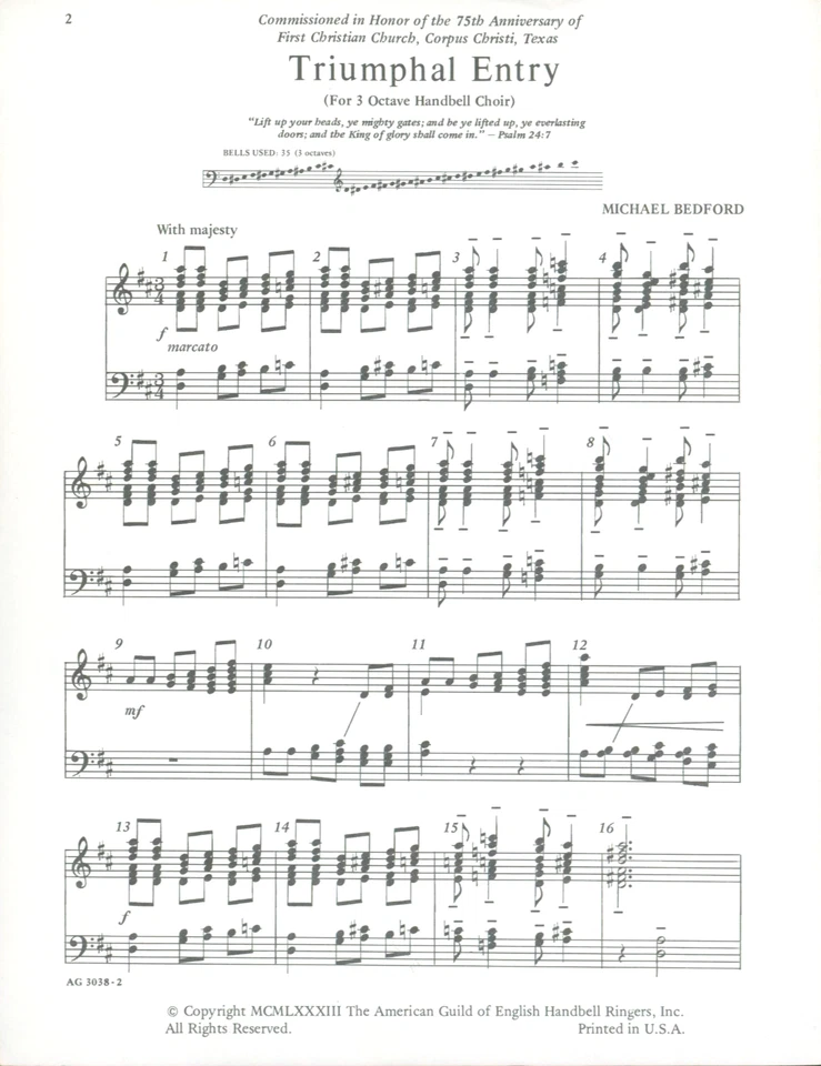 Partituras Triumphal Entry 3 octavas campanas 1983 Bedford Foto 2 de 3