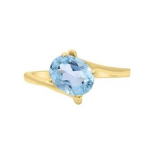 Natural Blue Topaz Ring 925 Silver Yellow Gold Plated Women s Gift